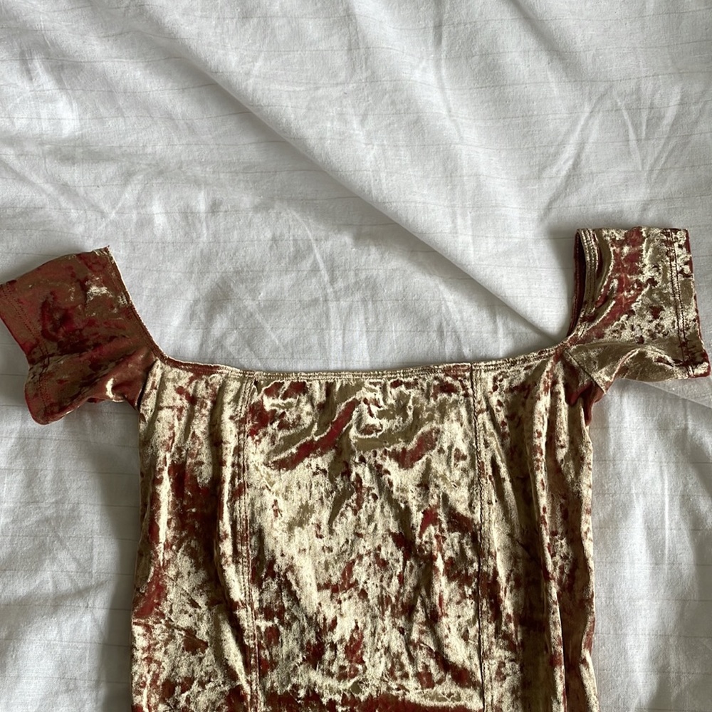 Urban Outfitters red and gold velvet bodysuit - Picture 2 of 5